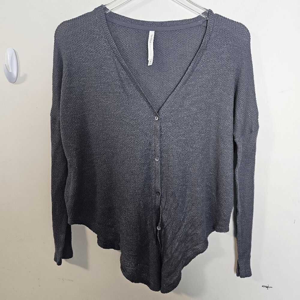 Aritzia The Group Babaton Thermal V-Neck Lounge Cardigan Sweater Women's Gray Si